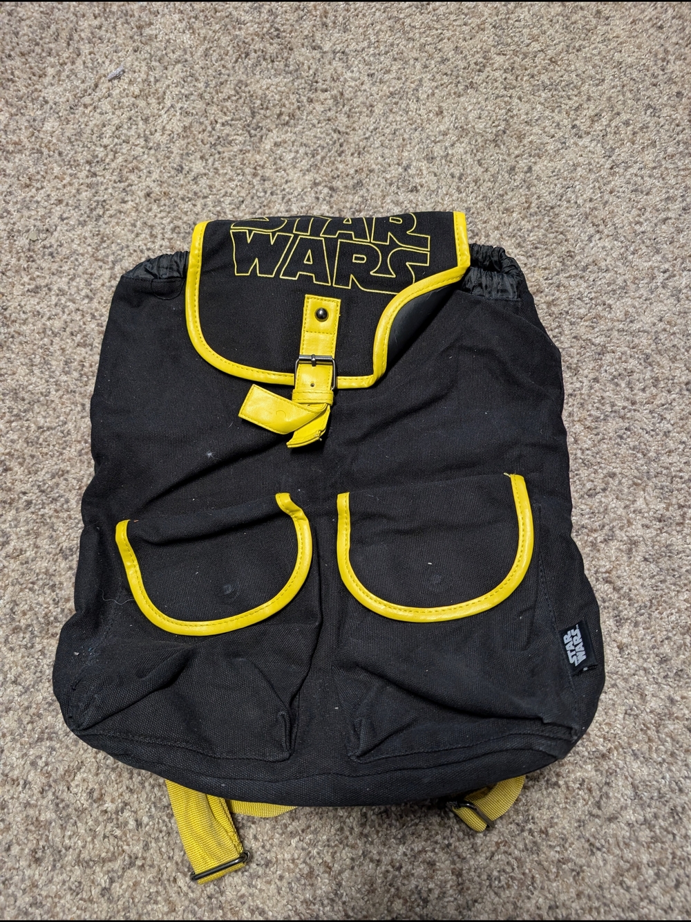 Star Wars Black & Yellow Canvas Backpack Drawstring